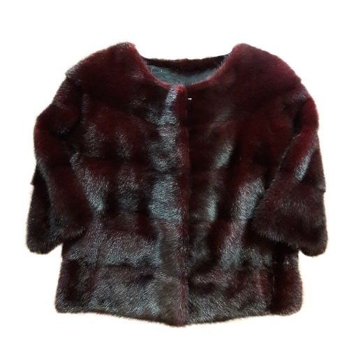 Red cropped deals fur jacket